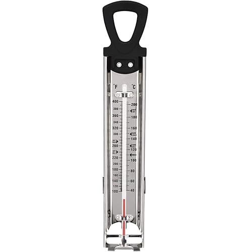 Candy Thermometer Deep Fry/Jam/Sugar/Syrup/Jelly Thermometer with Hanging Hook & Pot Clip Stainless Steel Cooking Thermometer
