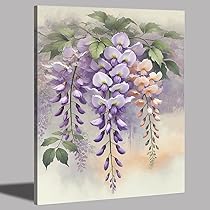 Amazon.co.jp: キャンバスアート 藤の花 絵画 30×40cm - 優雅な