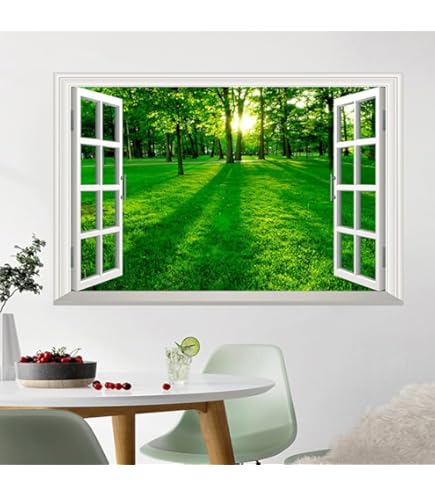 Amazon.co.jp: HOTIYOK ウォールステッカー 窓 道 風景 偽窓ステッカー