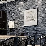 HaokHome 8041 現代のフェイクストーンテクスチャ壁紙ロールダークグレー3Dブリックルームキッチンの装飾53cm×10m(並行輸入品)