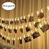 Arespark LEDストリングライト 20写真クリップ　イルミネーションライト　電飾 壁飾り　 バッテリーボックス給電　クリスマス/新年/結婚式/誕生日/パーティー 雰囲気作り　暖かい気持ち
