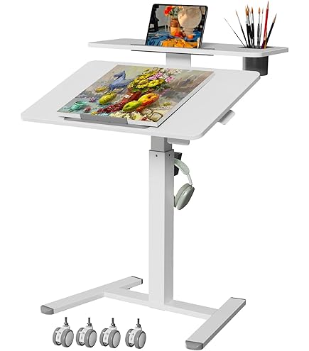 AVLT 48" Ambidextrous Standing Desk Adjustable Height Rolling Desk (4 Ft) - Mobile Laptop Desk - Computer Projector Cart - Rolling Height Adjustable - View #8