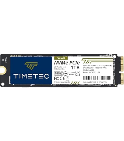 Amazon.co.jp: Timetec 1TB MAC SSD NVMe PCIe Gen3x4 3D NAND TLC