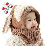 サク タスケ （sac taske） 赤ちゃん ニット帽 ウサ耳 ＆ ベビー 手袋 うさぎ 防寒 (ブラウン うさちゃん)