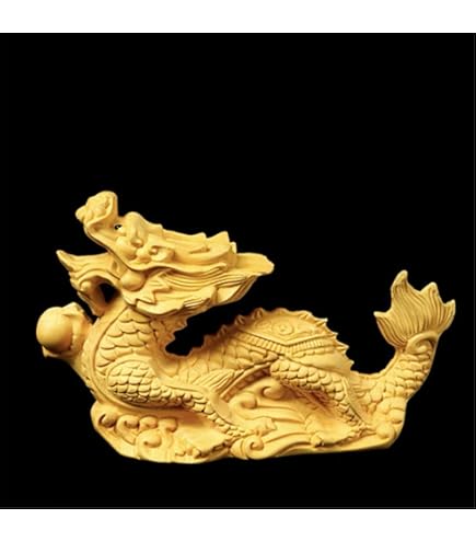 Amazon.co.jp: 木彫り 龍の置物 16cm 柘植の木 縁起物 干支 風水 開運