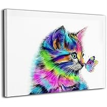 ニッチアート猫装飾画 Amazon.co.jp: 絵画インテリア meigabo メガーボ 蝶と猫 動物絵