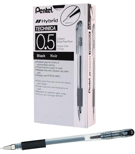 Amazon | ぺんてる ハイブリッド テクニカ ゲルペン 各0.5mm [12本入り