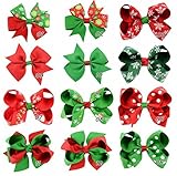 Emoyi 12pcs幼児用ベビーガールズクリスマスヘアリボンヘッドバンドヘアクリップバレッタ US サイズ: S