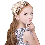 サムコス 子供 髪飾りリーフ パール 小花モチーフ カチューシャ ウエディング ヘッドドレス 発表会 ヘアアクセサリー 結婚式 入学式 卒業式