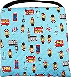 【前から取り出しタイプ】座布団ケース 座布団カバー　ブルー×ロンドン柄 入園 入学 幼稚園 保育園 プレスクール　小学校 ロリポップ