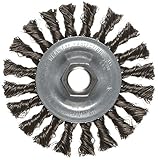 Weiler Vortec Pro Wide Face Wire Wheel Brush, Threaded Hole, Carbon Steel, Partial Twist Knotted, 4"