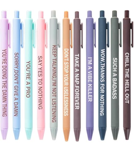 Jetec 10 Pcs Funny Pens Retractable Black Ink Office Gift