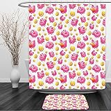 vipsungシャワーカーテンand ground matpolkaドットDecorコレクションポルカドット色の鮮やかなNostalgicファンキー小数点斑点Boho Illustration mul