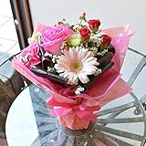 [エルフルール]そのまま飾れるピンクのバラ、ガーベラ、カーネーションのスタンディングブーケ 花束 母の日 花 ギフト