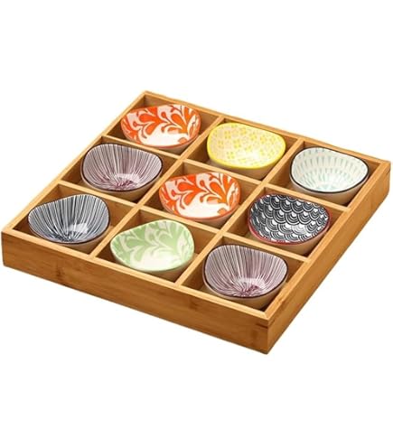 Amazon | FLYILIA 豆皿 小皿 セット 仕切りトレー 竹製 トレイ トレー