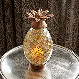 Smart Living Ananas Glass Mosaic Pineapple with LED Candle, 10" [並行輸入品]