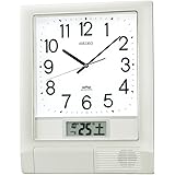 セイコークロック(Seiko Clock) 掛け時計 オフィスタイプ 電波 アナログ プログラム機能 カレンダー 液晶表示 銀色 メタリック PT201S