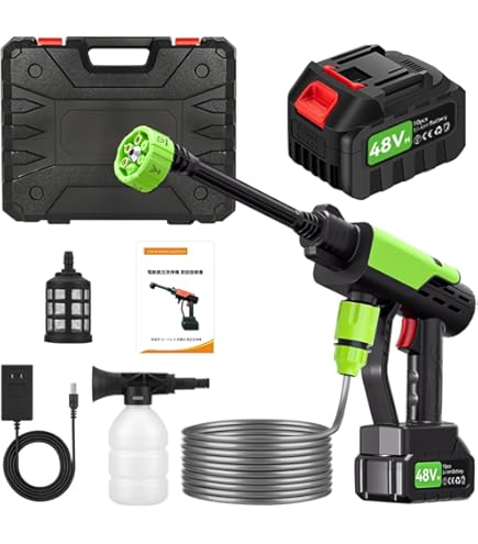 TALLPOWER 高圧洗浄機 ワイヤレス充電 手持ち式洗浄機 軽量で持ち運びに便利 6IN1多機能ノズル 4000MAHバッテリー ブラシレスモーター 500Wセルフプライミング 噴霧距離10メートル 水噴霧量4L/分… Amazon | TALLPOWER 高圧洗浄機 ワイヤレス充電 手持ち式洗浄機 軽量で