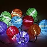 Generic Colourful Fabric Chinese Lantern Solar Light 15.7 feet 10 LED Fairy lights for outdoor Garde