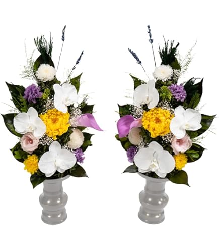 プリザーブドフラワー仏花　お供えの花　花器付　豪華な一対　胡蝶蘭 Amazon｜永咲花 プリザーブドフラワー 仏花 胡蝶蘭 PSYH-02162 一対 (2