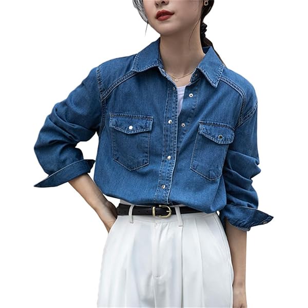 Amazon | [ZHENGTU] デニムシャツ 長袖 レディース ブラウス トップス
