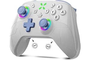 Switch2 コントローラー【2025年金賞 Switch1/2代対応】Onefun スイッチ コントローラー 9色RGBライト 大容量1000mAh Bluetooth無線接続 背面ボタン付き マクロ機能 Turbo自動連射機能 4階段HD振動