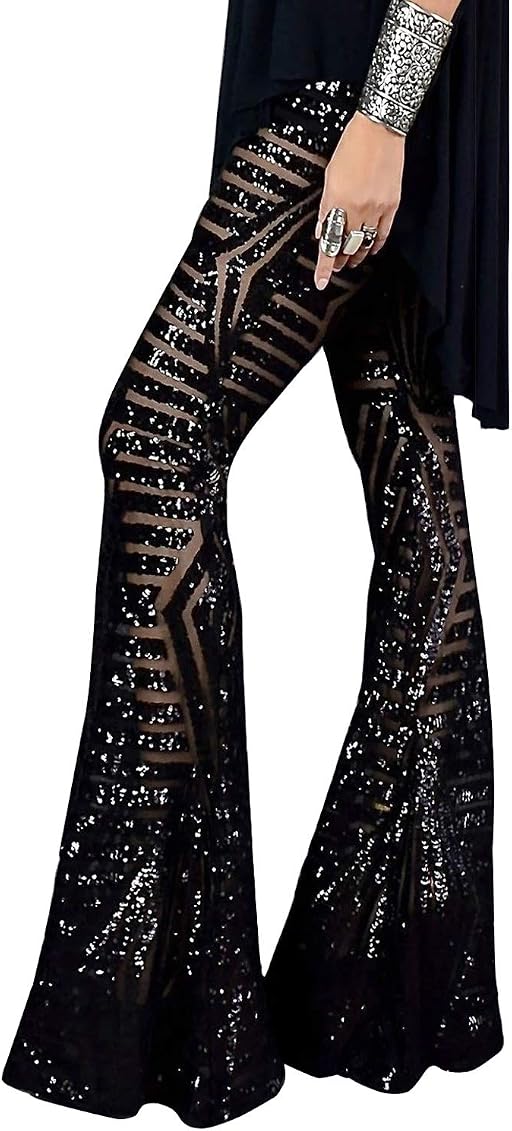 Glitter Sequin High Waist Flare Pants 