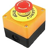 uxcell プッシュボタンスイッチ 押しボタンスイッチ ステーション 緊急停止 1 NO 1 NC 660V 10A レッド 信号