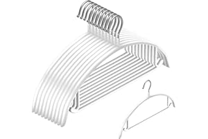 MIGABER ハンガー すべらない ハンガー かたくずれ防止 洗濯物干し ハンガー ハンガー 洗濯 ハンガー 収納 跡がつかないハンガー ハンガー おしゃれ 滑らない 滑り落ちない はんがー スーツ ハンガー パンツハンガー 型崩れ防止 衣類 ズボン 乾湿両用 人気ランキング (10, ホワイト)