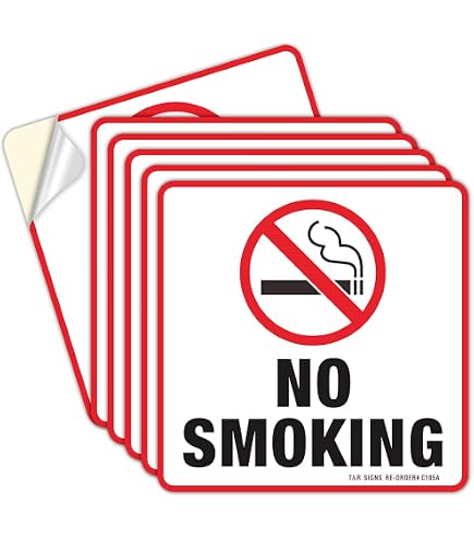 6x 'No Smoking' Aufkleber 7,6x7,6cm – Premium Vinyl, Laminiert, Für Innen & Außen