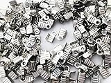 紐止め金具 カシメ シルバー 200個 幅3mm エンドパーツ アクセサリー パーツ 金具 ファイニエ （AP0830）