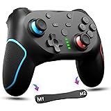 Switch コントローラー 背面ボタン付き【2023新登場】 マクロ プロコン 1000mAh大容量 ワイヤレス Bluetooth 無線 自動連射機能 6軸ジャイロセンサー搭載 3階段TURBO速度 4階段HD振動 本体スリープ解除 Switch