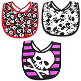[pop cat baby] 3枚 セット 新生児 赤ちゃん カジュアル よだれかけ スタイ ビブ スカル (Aカラー)