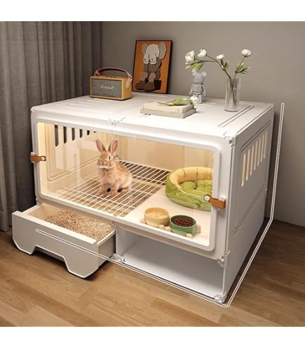Amazon | MumuElf ウサギケージ 家庭用 トイレトレー付き クリア