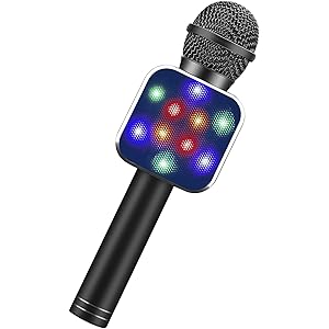 ShinePick カラオケマイク bluetooth ワイヤレスマイク 高音質 ブルートゥース マイク LEDライト付…