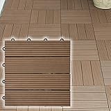 木の風合に抜群の耐候性 ウッディスケープ フロアパネル 溝付タイプ ダークブラウン 30cm角 9枚セット WPC-09-GAP107-DBR