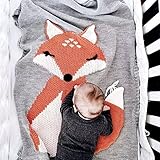 Hiltow Baby Kids Cute Blanket Wrap Swaddle Toddler Baby Kids Lovely Fox Soft Warm Knit Blanket Sleep