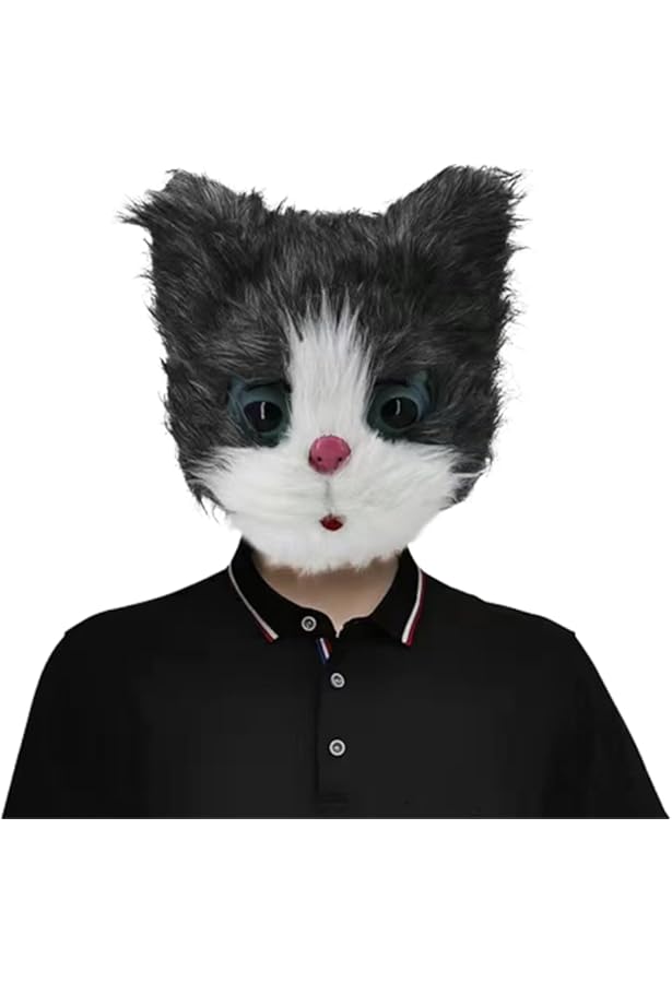 Amazon.co.jp: [Necvior] 猫ヘッドマスクぬいぐるみ動物の頭ゴム