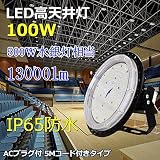 【2017モデル】 IP65防水 LED高天井灯 (500W水銀灯相当) 高天井用LED 100W 500W相当 LED 投光器 LED水銀灯 防塵 昼白色 5000k 水銀灯 水銀ランプ代替 倉