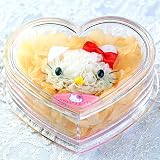 ハローキティのプリザーブドフラワー ハートのクリアケース オレンジ