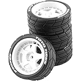 DeeRace TT02 XV011/10RCドリフトラリーカー用4本ホイールリムとラバータイヤセット, 白い