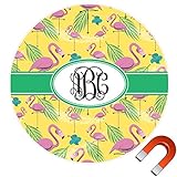 ピンクフラミンゴラウンドカーマグネット( Personalized ) 9" x 9" cp-rnd-mgnt-9+200569