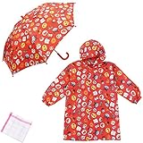 それいけ！アンパンマン　子供用傘45cm＆レインコート　100cm (レッド)・キッチンタオル