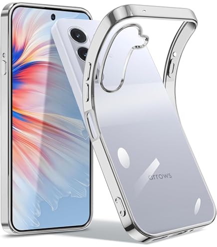 arrows F - 52 e本体 シルバー ケース付き arrows We2 F-52E(docomo) サイドメッキ加工 TPU クリア 耐衝撃 衝撃