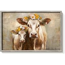 子供の牛の絵画 木製フレーム付き 61ssCyo6EAL._AC_UL210_SR210,