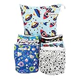 QTPIE Cloth Pocket Diapers with Inserts and Wet Bag, Adorable 14 Piece Set by QTPIE