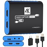 キャプチャーボードは4K HDMI パススルー機能を搭載しています 1080P 60Hz USB 3.0 ビデオゲーム キャプチャーカード 高速転送 低遅延 ゲーム実況生配信ライブ、ビデオ会議録画、リアルタイムストリーミング 画面共有 Switch PS5/PS4 Xbox Wiiuに対応 Mac/Windows/Linux/Android/iPad OS17に適用
