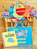 布絵本 布のおもちゃ 英語刺しゅう版布絵本　　MY ANIMAL ABC　TRAIN ブルー&MY ABC book&アクティビティトイ・ピヨピヨバード&おまけ付きハートフルギフトセット 英語教育 幼
