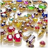 Craft Tamago 【約100粒】ガラス製 ビジュー パーツ(台座付き) 形状＆サイズ＆カラーアソートパック♪