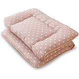 寝具のドリーム 敷布団 ジュニア 日本製 小柄の女性用 抗菌防臭 固綿入り キッズ 子ども用 軽量 三つ折り 三層敷き布団 (ドット柄（ベージュ）)
